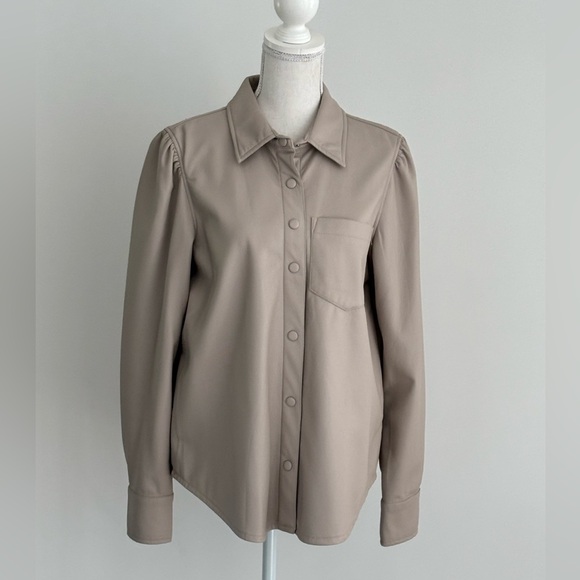 Tahari Button Down Faux Leather Jacket - Picture 1 of 10